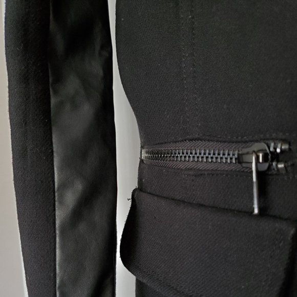 ZARA Black Faux Leather Accent Combination Coat - Picture 5 of 13